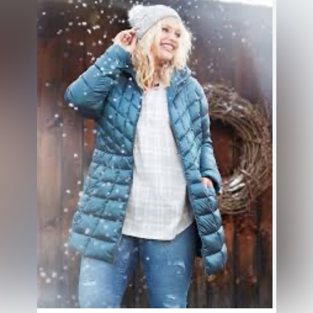Lane Bryant￼Women's Size 18/20 XL  Jacket Hooded Packable Quilted Peacock Blue